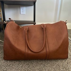 Leather duffel bag